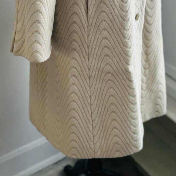 Vintage Lisa Fashion Rich Cream Textured Angora & Wool Long Coat – US 12 - Picture 6 of 14